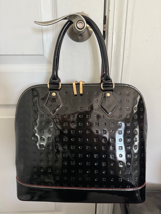 Arcadia Handbags - Arcadia large dome Bugatti patent leather black satchel shoulder bag